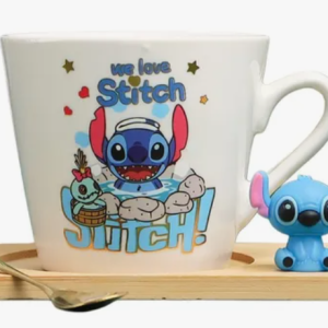 Taza Stich + Plato De Madera + Cuchara + Figura