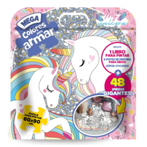 Set Puzzle Unicornio +libro Para Pintar +stickers+ Pintura