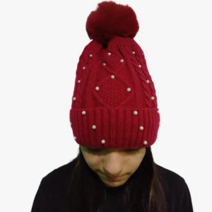 Gorro De Lana Con Doble Pompom Gorro Con Perlas Y Pompom