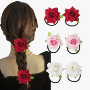 Colet Flor Realista Colet Rosa Elastico Para El Cabello