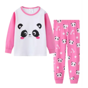 Conjunto Pijama Panda De Algodón Para Niñas