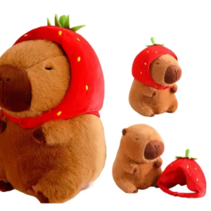 Peluche Capybara Con Gorro De Frutilla